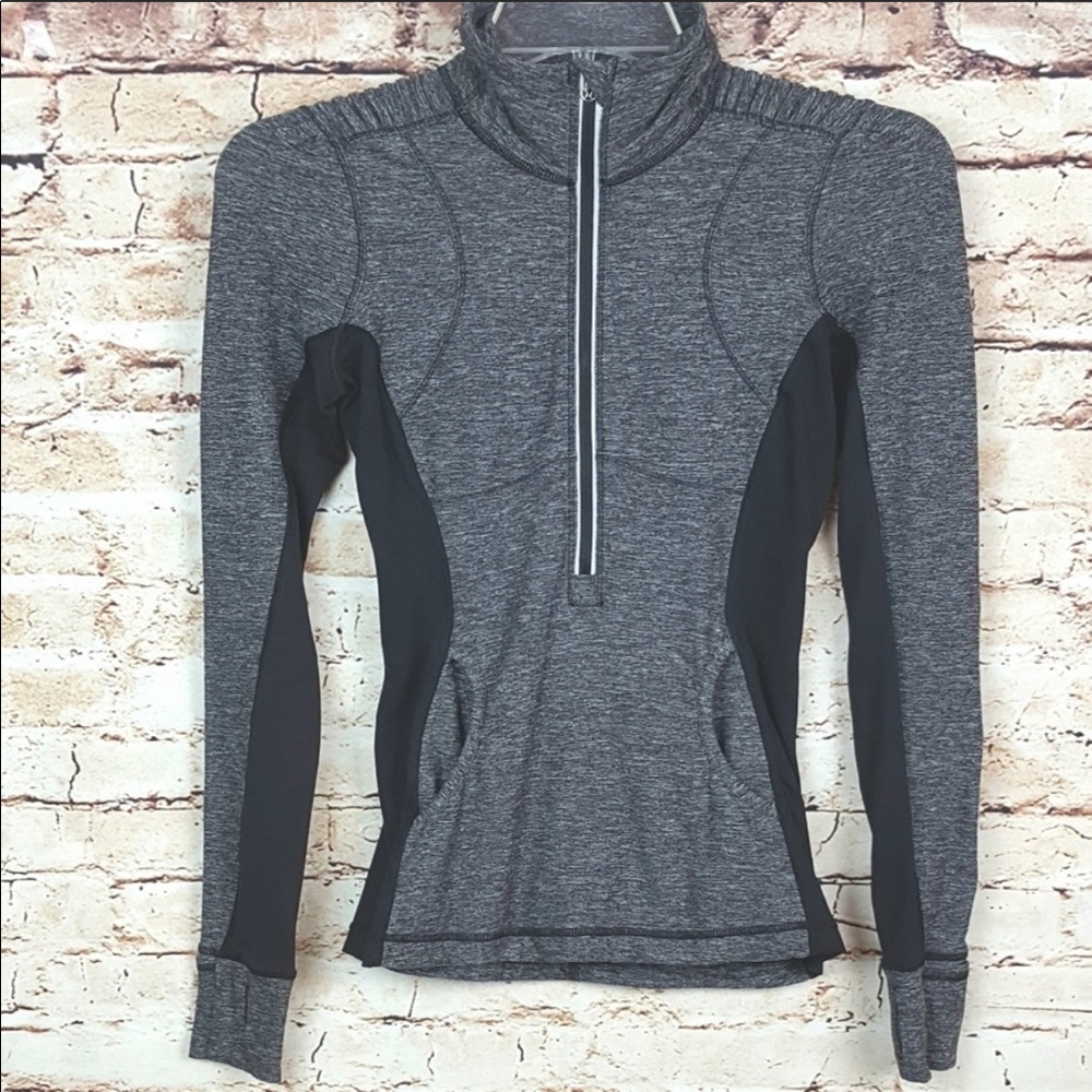 Lululemon- black&gray athletic mid zip jacket